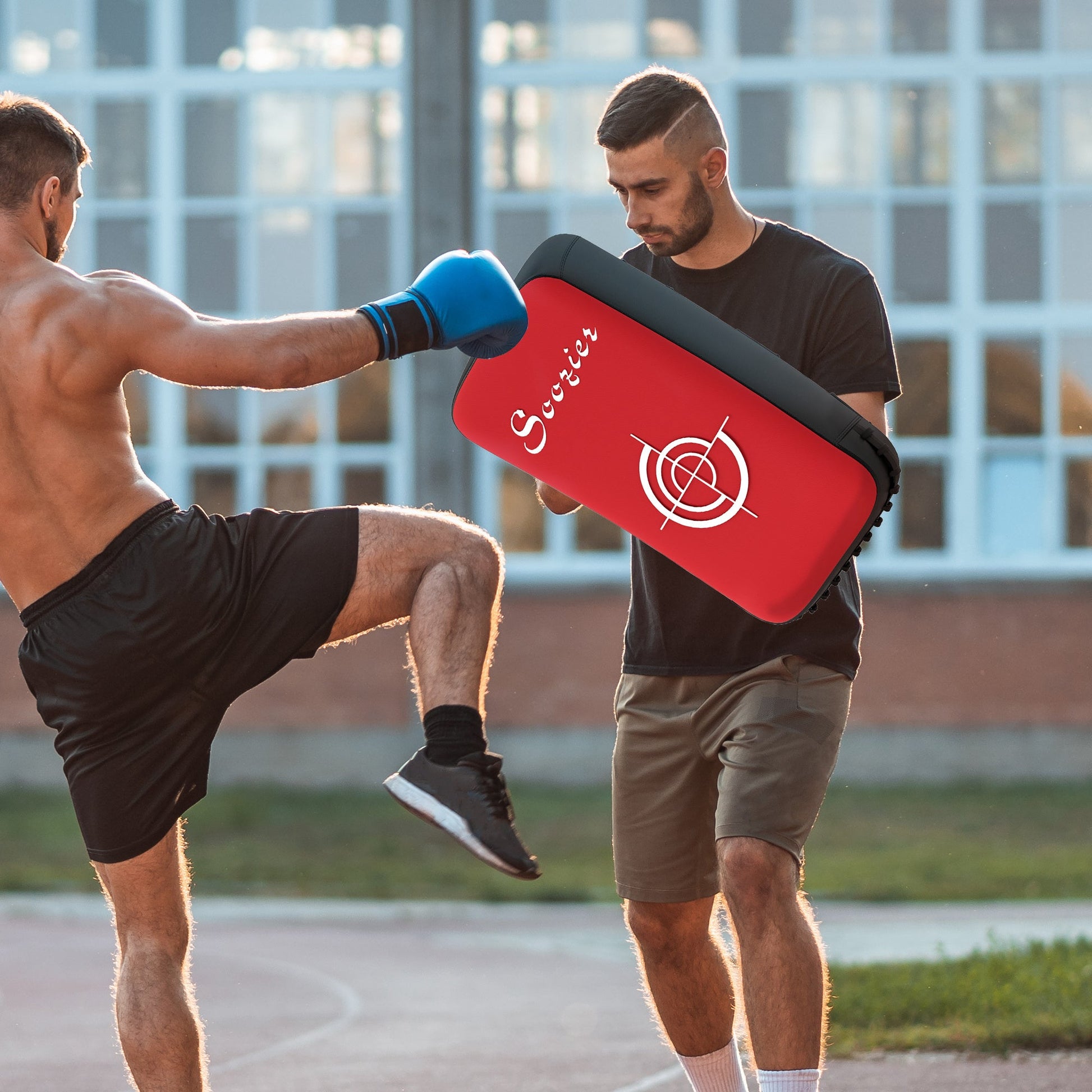 16.5 In Muay Thai Kick Shield Punching Pad, Kick Shield For Martial Arts, Karate, Kickboxing, MMA X 1 Unit, Red - Recomp1
