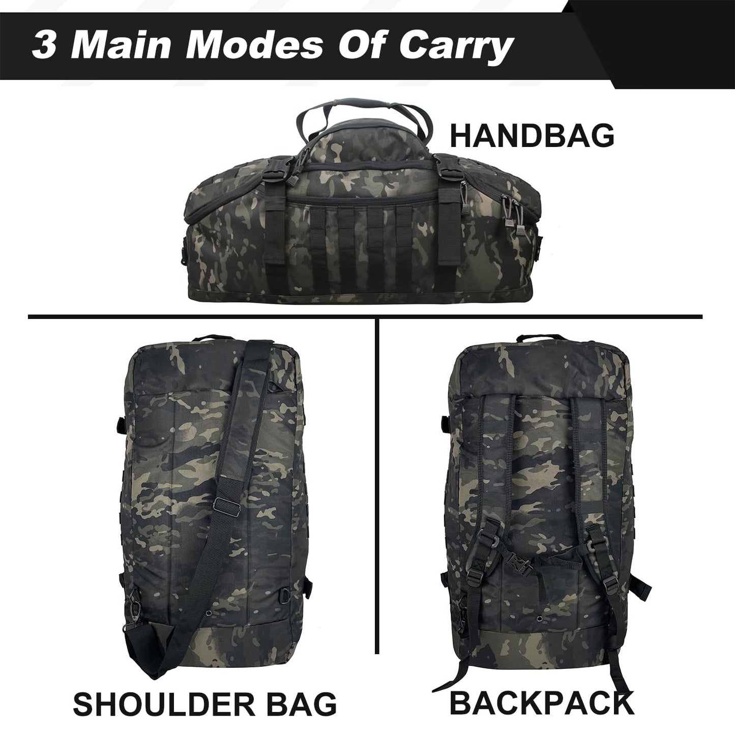 3 In 1 Military Backpack Travel Duffle Bag For Weekender Gym Traveling Workout Deployment - Recomp1