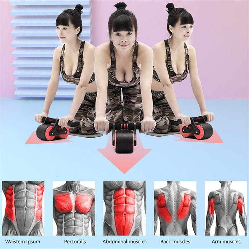 Double Wheel Abdominal Exerciser Women Men Automatic Rebound Ab Wheel Roller Waist Trainer Gym Sports Home Exercise Devices - Recomp1
