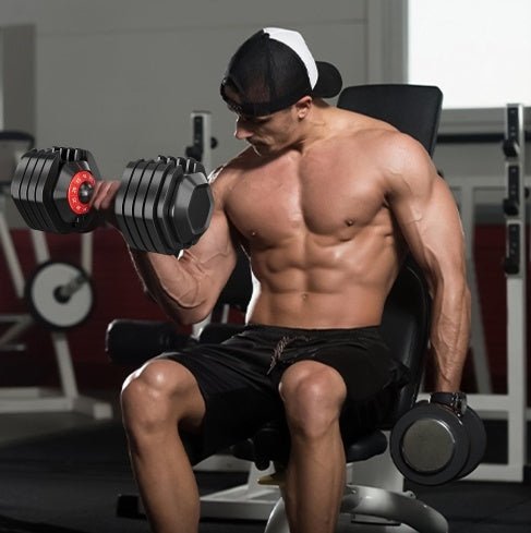 In 1 Free Dumbbell For Men And Women, Black Dumbbell For Home Gym, Full Body Workout Fitness, Fast Adjust By Turning Handle 10 Gears55 LB - Recomp1