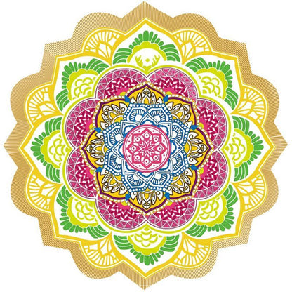 Polygon Printing Tassel Round Bath Towel Yoga Mat - Recomp1