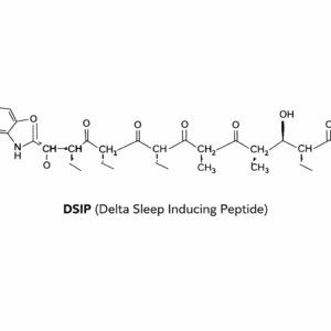 DSIP peptide 2D molecular structure diagram, Delta Sleep Inducing Peptide chemical schematic showing peptide backbone and amino acid side chains