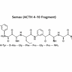 Semax peptide molecular structure diagram — 2D chemical schematic of Semax (ACTH 4–10 fragment) showing its amino acid chain for research use.